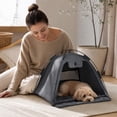 thumbnail image 6 of Portable Pet Tent for Small Cats & Dogs, Waterproof Breathable Foldable Indoor/Outdoor with Cushion, Gray 40x40x40cm, 6 of 6