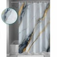 thumbnail image 4 of Hokiten Shower Curtain, Gray Marble Fabric Shower Curtains for Bathroom, Nature Marble Crack Yellow Lines Art Bath Curtain Waterproof Bathtub Curtains with 12 Hooks, Small 36" x 72", 4 of 7
