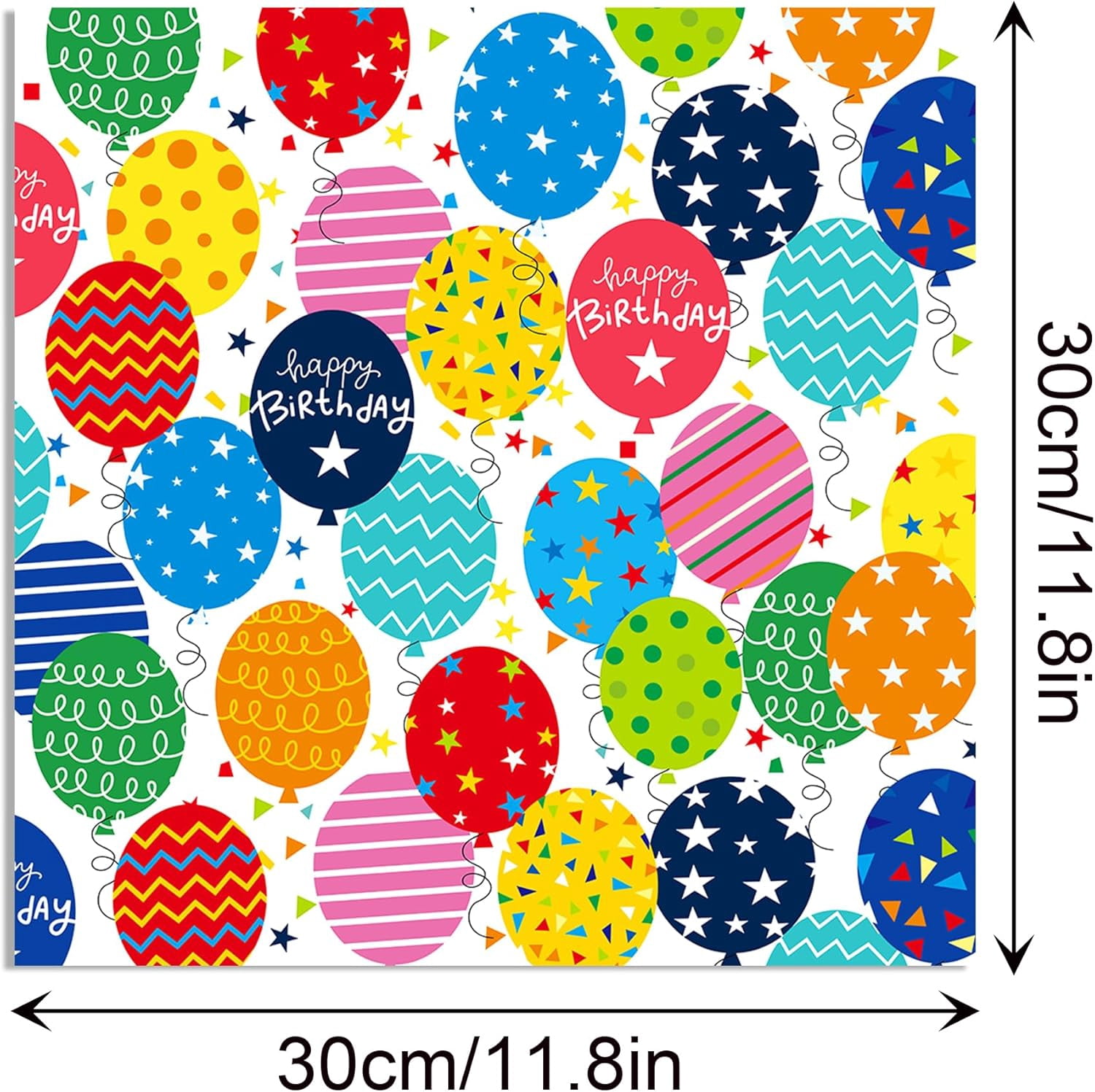 24 Sheets Happy Birthday Scrapbook Paper 11.8'' x 11.8'' Candle Balloon Topper Dessert Gift Birthday Themed Pattern Double Sided Decorative Sheets for DIY, Junk Journal,Collage,Card Making Supplies