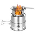 thumbnail image 1 of Carevas Upgrade Camping & Backpacking with Wood Ash Plate & Foldable Handle , Portable Folding Windproof Wood Burning Compact Stainless Steel Outdoor Camping Hiking Picnic BBQ, 1 of 5