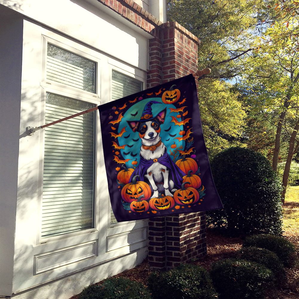 Halloween Jack Russell Terrier Dog House Flag 28x40IN Double-Sided Polyester Decorative Sleeve Pole Flag for Outdoor Home Garden