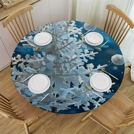 

Patifu Christmas Tree Snowflakes Snowballs Round Table Cover Stain Resistant Washable Indoor Outdoor Tablecloth Kitchen Dining Wedding Parties 100% Polyester Full Width Single-Sided Printing 38 -42