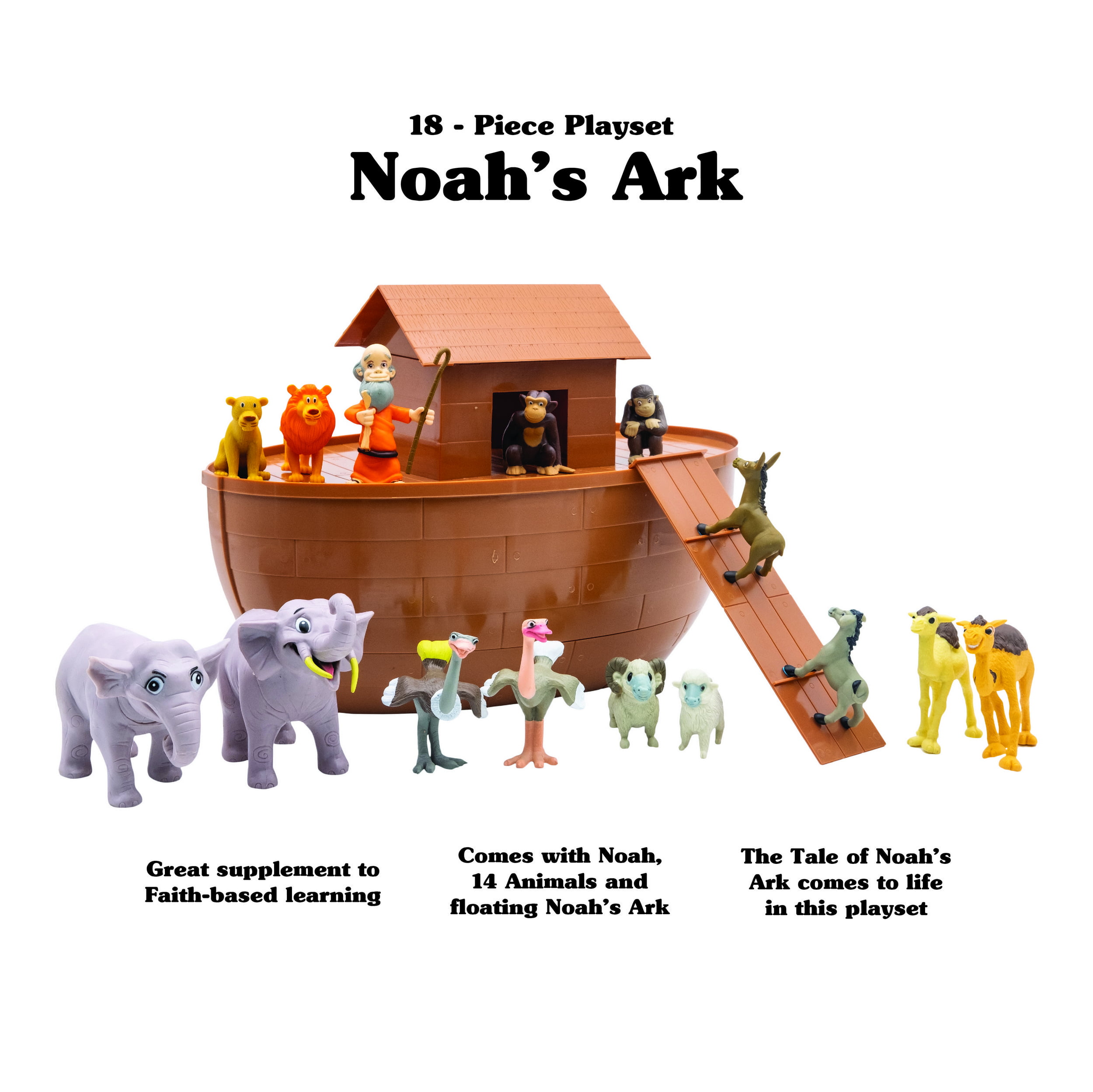 Bibletoys Noah S Ark 18 Piece Playset With Noah 14 Animals And Floating Ark Christian Based Faith Children Toys Walmart Com Walmart Com