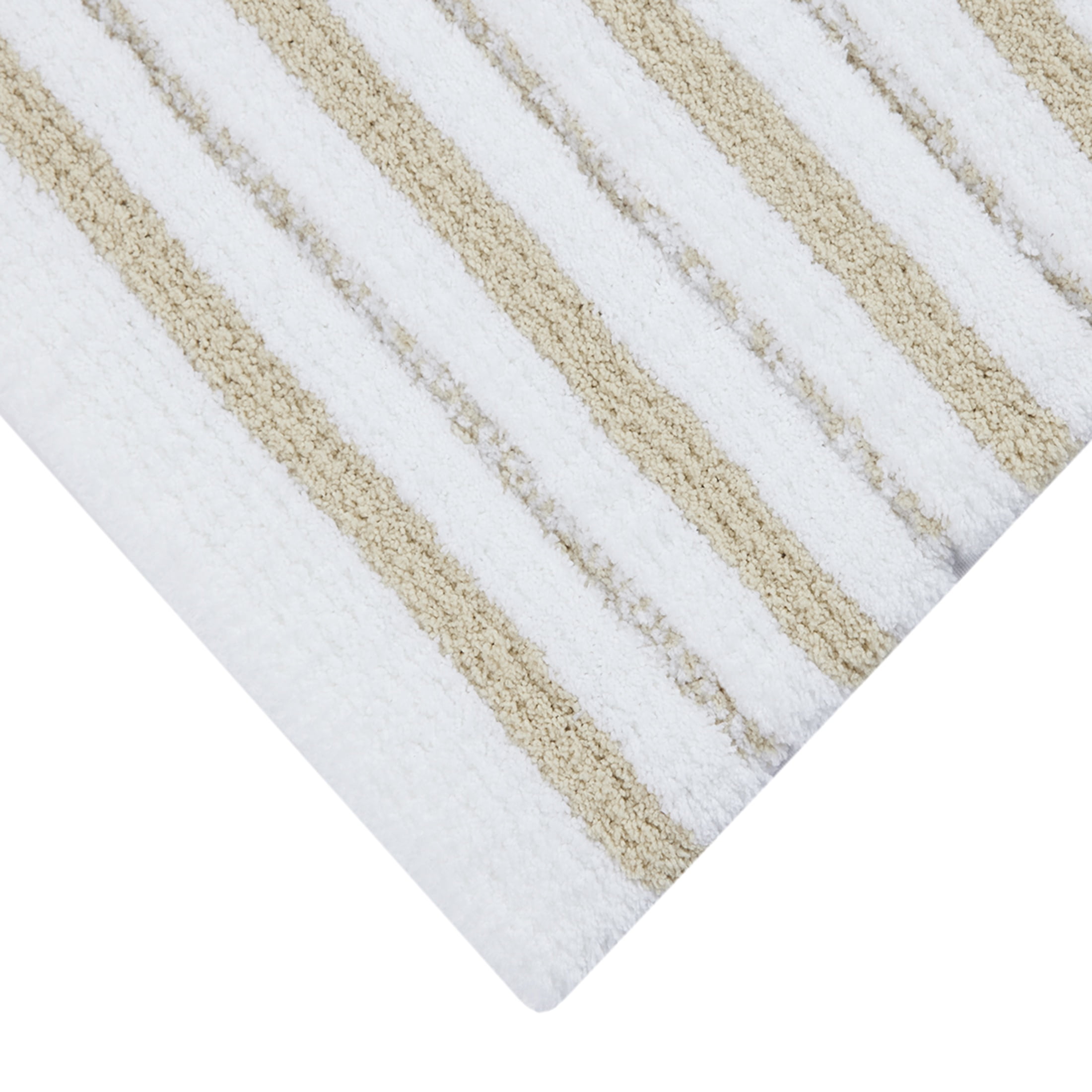 Better Homes & Gardens Signature Soft Tufted Stripe Bath Rug, Almond Biscuit & White, 20" x 34"