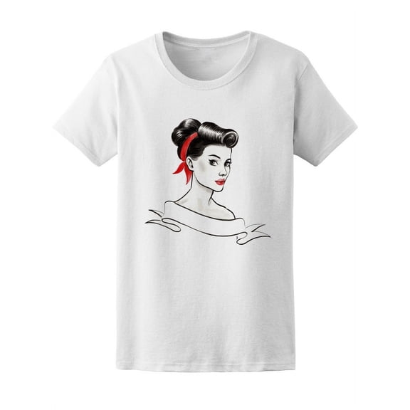Retro Girl Red Lips Tee Women's -Image by Shutterstock
