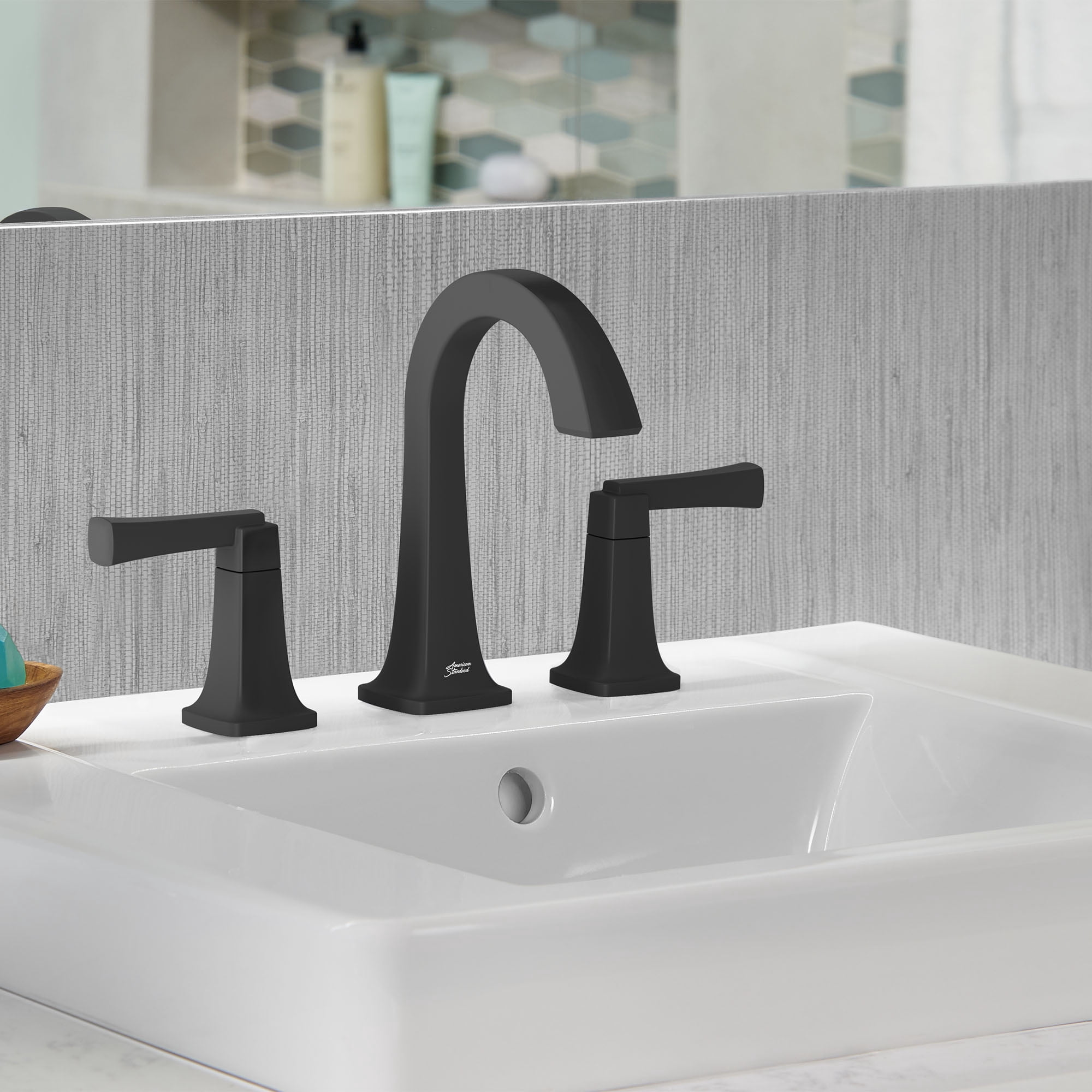 American Standard 7353801.243 Townsend 8-Inch Widespread High-Arc Bathroom Faucet with Two Handles, Brass, Matte Black