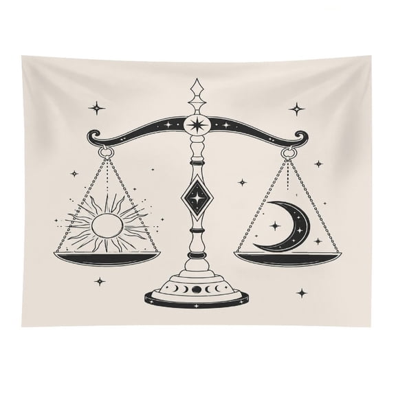 RKSupls Balance Scale Sun Moon Crystal Polyester Wall Tapestry Anti Wrinkle Art Hanging Decor for Bedroom Living Room Home Holiday Decoration Gift