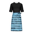 thumbnail image 6 of Weiqiqre Summer Dresses for Women Flowy Short Sleeve Empire Waist Summer Crewneck Midi Length Fashion Belted Sundresses for Women, 6 of 6