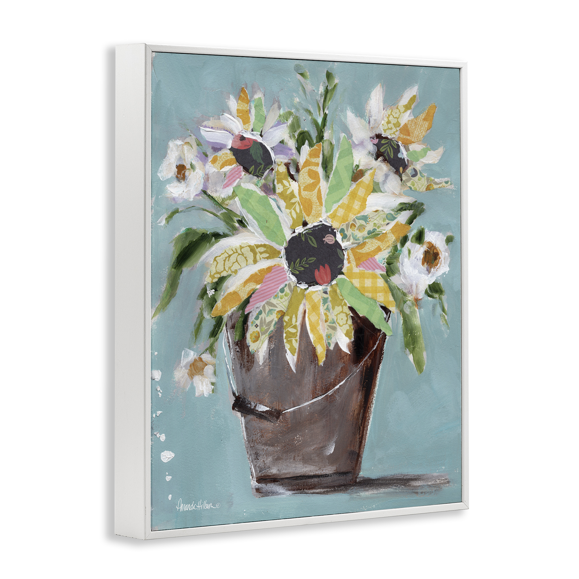 Stupell Industries Flower Bucket Bouquet Botanical & Floral Painting White Framed Art Print Wall Art, 11 x 14