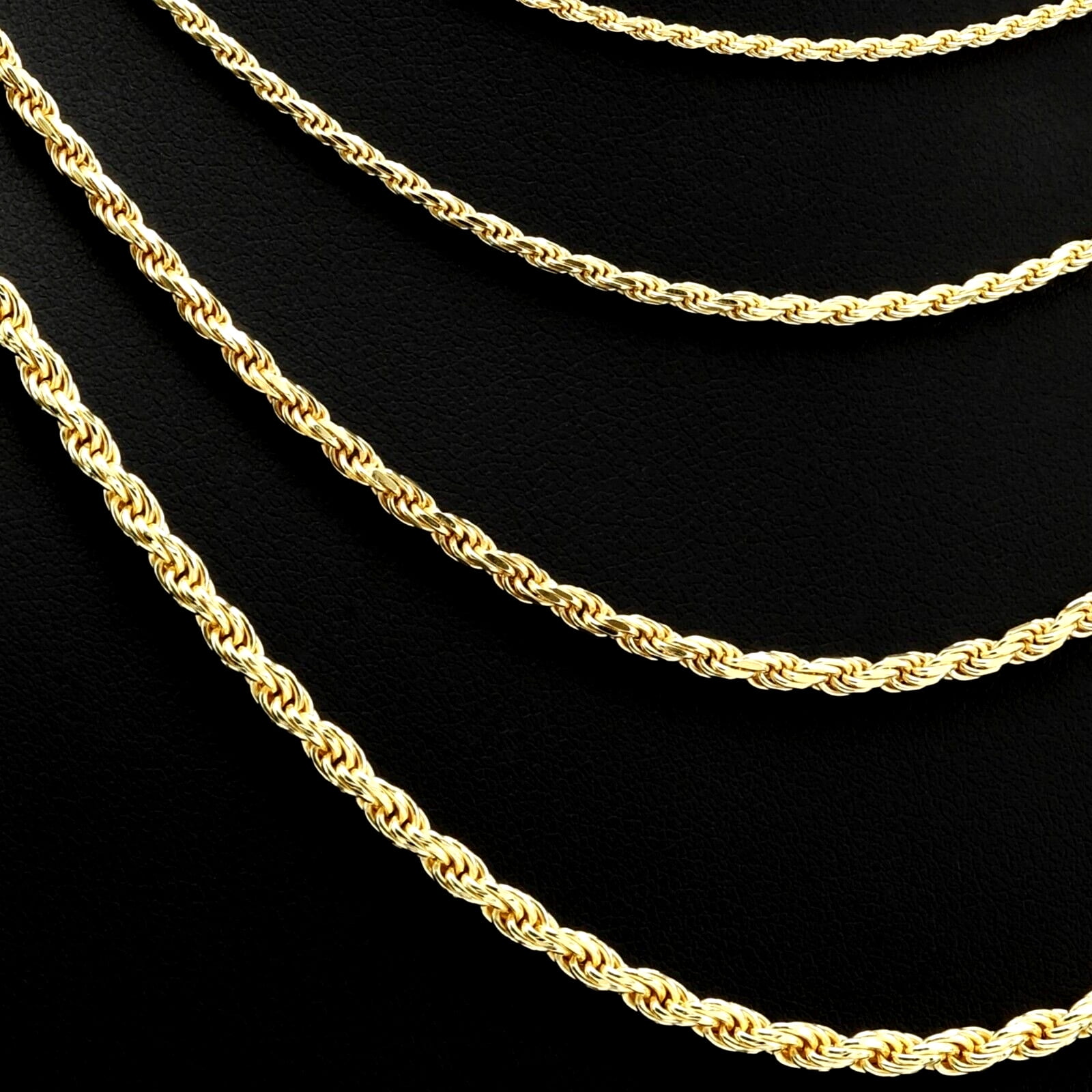 Tilo Jewelry 10K Yellow Gold Diamond-Cut Rope Chain Necklace with Secure Lobster Lock | 4mm - 20 Inch | Everyday Necklace for Men & Women