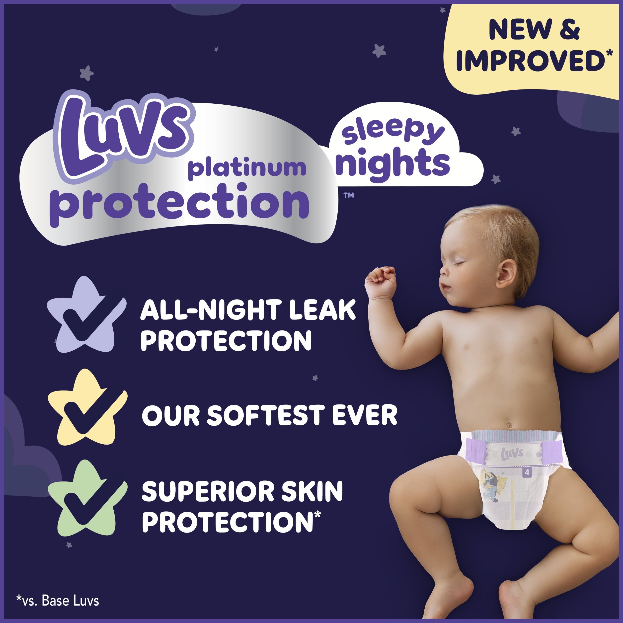Luvs Platinum Protection Sleepy Nights Baby Diapers, Size 7, 44 Count (Select for More Options)