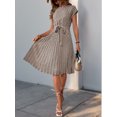 thumbnail image 6 of EASYBRA Pleated Dress Geometric Print Round Neck Short Sleeve Casual Beach Vacation Travel Dress Mid Length Pleated Skirt S–XL Multiple Colors, 6 of 7