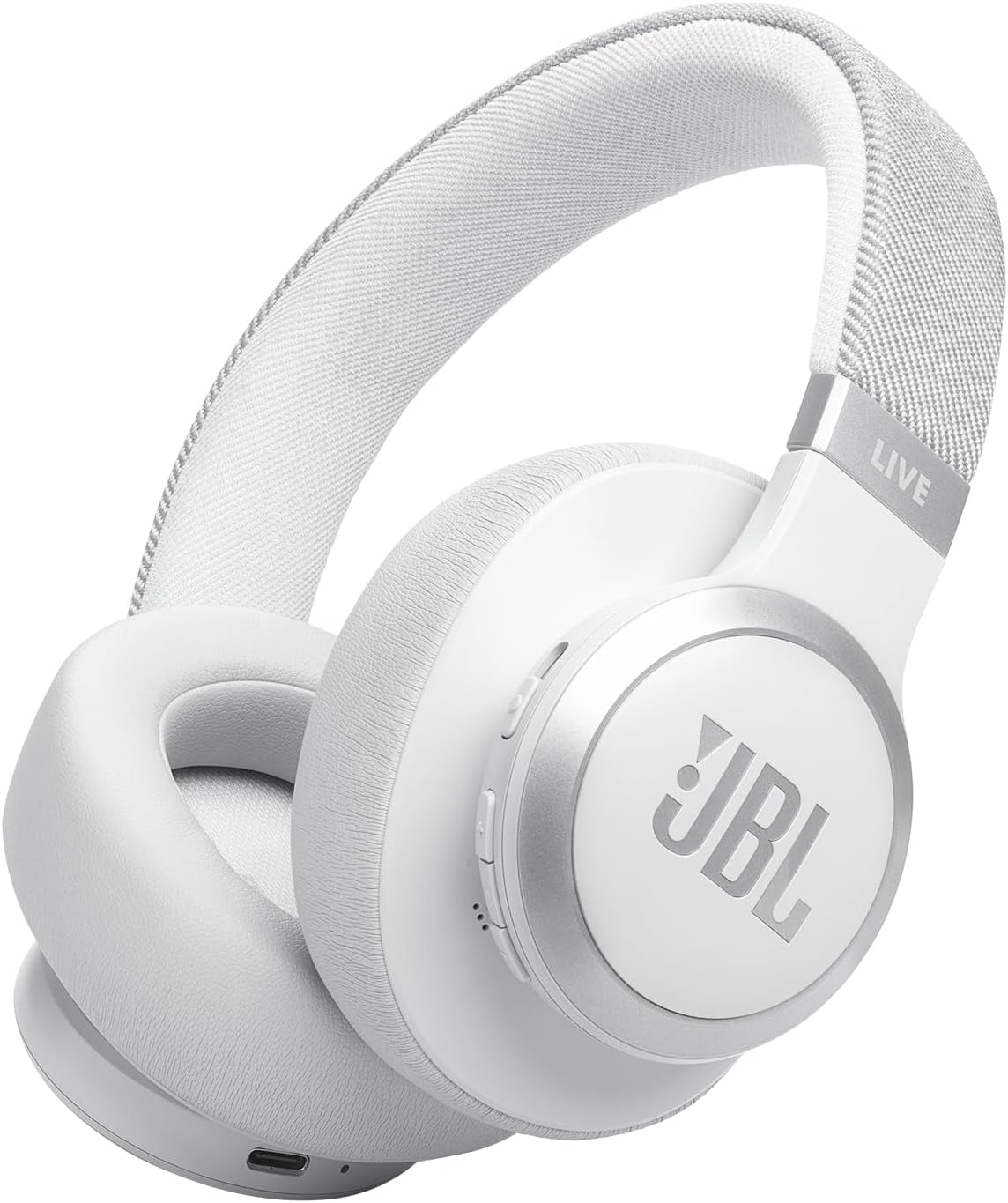 Open Box JBL Live 770NC - Wireless over-Ear Headphones with True Adaptive Noise Cancelling - White