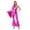 Hot Pink, variant on Kaerm Women 70s Disco Jumpsuit Adult Retro Hippie One Shoulder Flare Sleeve Wide Leg Romper Silver M