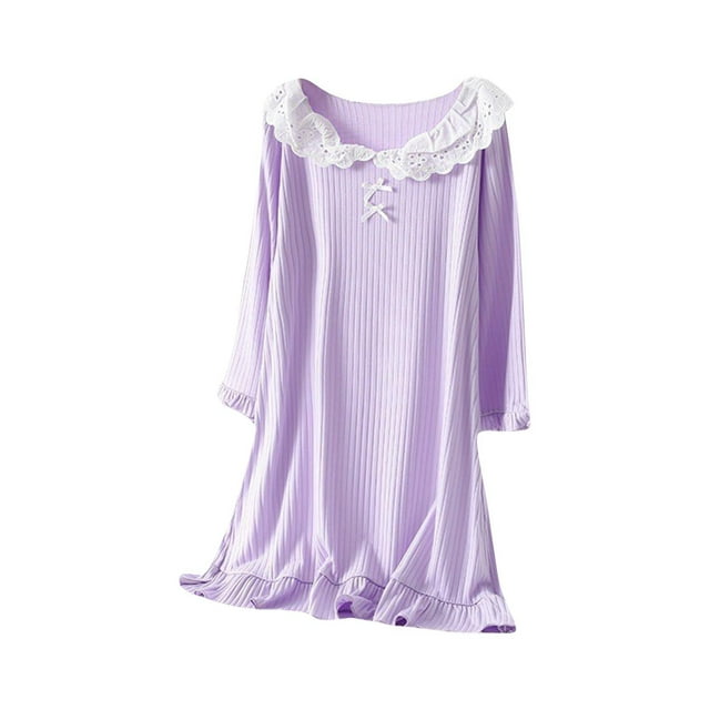 RXIRUCGD 2025 Vêtements d'Été pour Enfants Chemise de Nuit Décontractée et Confortable à Manches Longues Col Rond pour Filles