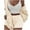 Beige, variant on Women's Cozy Knit Set 3-Piece Outfits Fuzzy Fleece Warm Hooded Cardigan Crop Top Shorts Set Warm Pajamas Loungewear Sky Blue L