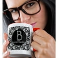 thumbnail image 2 of 3dRose, Pretty Black and White Floral Monogram Letter B, 11oz Two-Tone Red Mug, 2 of 7