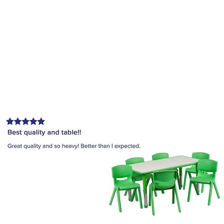 UPC: 0847254078511 | Flash Furniture Rectangular Plastic Height Adjustable Activity Table Set with 6 Chairs Green