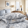 thumbnail image 4 of Move Over Paisley Duvet Cover Set Queen Size 100% Cotton Bohemian Duvet Cover Set 3 Pieces Soft and Lightweight Boho Chic Gray Paisley Floral Bedding Set with Zipper Closure and Corner Ties, 4 of 7