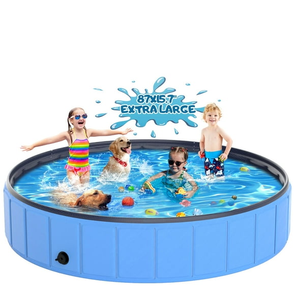 Instraella Dog Pool for Large Dogs, Collapsible Pet Bathing Tub for Large Dogs, Portable Outdoor Swimming Pool for Pets and Dogs (87x16 in)