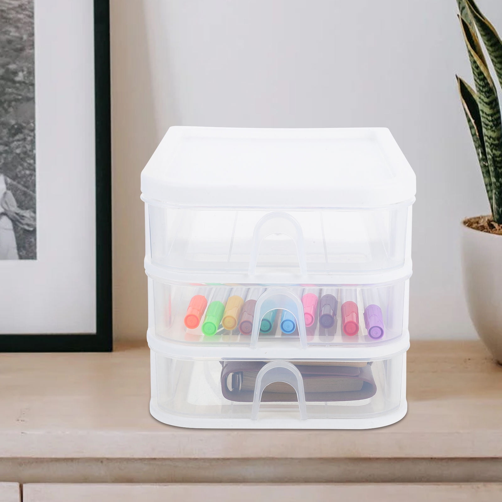 Milisten 7-Section Plastic Desk Organizer Drawer - Multi-Compartment Storage Solution for Office, Home, and Workspace Organization