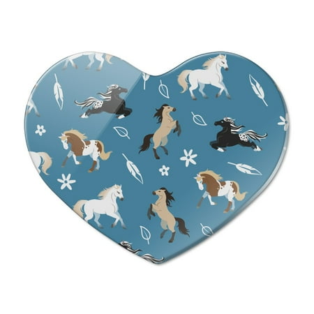 

Frolicking Horses Pattern Heart Acrylic Fridge Refrigerator Magnet