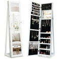 thumbnail image 2 of Lockable Standing Jewelry Armoire with Full-Length Mirror, Mirrored Cabinet and Storage Organizer with Shelves, Stand Rings, Necklaces Bracelet Hooks, Earring Slots for Women Girls, 2 of 8