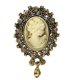 thumbnail image 1 of Broche con colgante Yashi estilo victoriano camafeo vintage dorado para boda o fiesta, 1 of 4