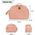thumbnail image 3 of Toiletry Bag, PU Leather Travel Toiletry Organizer, Double Zipper Large Opening Travel Cosmetic Bag, Portable Large Capacity Travel Makeup Bag for Women Pink, 3 of 7
