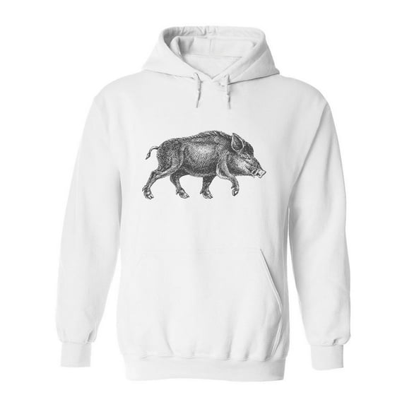 Wild Pig Side View Sketch Hoodie Men -Image by Shutterstock, Male XX-Large