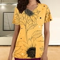 thumbnail image 2 of on Clearance Busydd Scrubs for Women Fashion Yellow Floral Print Scrub Tops Women Casual Short Sleeve V Neck Work Nursing Uniform Tops Comfy Oversized Workwear with Pockets, 2 of 5