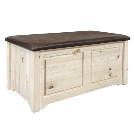 Montana Woodworks, Inc. Homestead Collection Small Blanket Chest, Saddle Upholstery, Clear Lacquer Finish