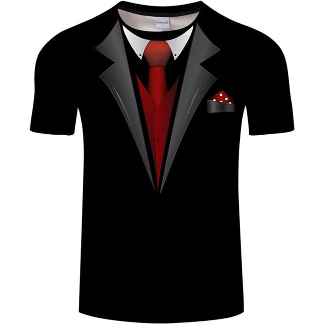 "Xishao Camiseta de verano para hombre, con estampado 3D, diseño de moño y moño en 3D, divertido, a la moda, retro, manga corta" Xishao ropa
