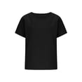 thumbnail image 5 of Inverlee Linen Basic Tees Tops for Women Crewneck Short Sleeve Blouses Casual Loose Fit Everyday Soft Breathable Shirts Black M, 5 of 5