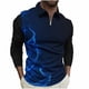 thumbnail image 2 of Blusa y camisa de manga larga con cuello vuelto para hombre, jersey con solapa a cuadros, a rayas y cremallera, manga corta, deportiva, de manga corta, con solapa, blusa de poliéster para hombre, 2 of 5