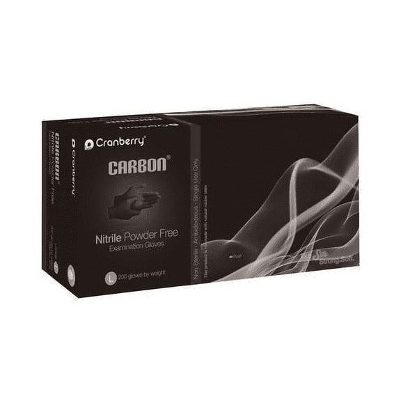 Cranberry CR3238 Carbon Nitrile Exam Gloves Large Textured Fingers 200/Box Black