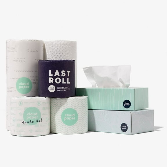 Bamboo Toilet Paper, Paper Towels, and Tissues - Compact Bundle Box for Eco-Friendly Households - 12 rolls bamboo toilet paper, 3 rolls bamboo paper towels, and 2 boxes bamboo facial tissues