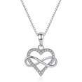 thumbnail image 1 of New style 925 Sterling Silver Necklace Tiny Infinity Heart Pendant with Acsergery Box Chai, 1 of 4