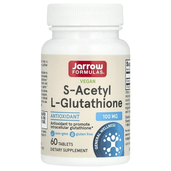Jarrow Formulas Vegan S-Acetyl L-Glutathione, 100 mg, 60 Tablets