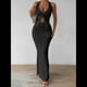 thumbnail image 4 of Conjunto de Dos Piezas para Mujer: Top con Cuello Halter y Falda con Frontal, Conjunto de Verano. Negro L, 4 of 10