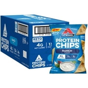 Atkins Ranch Flavored Protein Chips, Keto Friendly, Baked Not Fried, Ranch, 8 Count