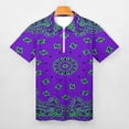 thumbnail image 3 of Classic Paisley Bandana, Purple And Green Men Zipper T-shirt Summer Casual Short Sleeve T-shirt Top, 3 of 7