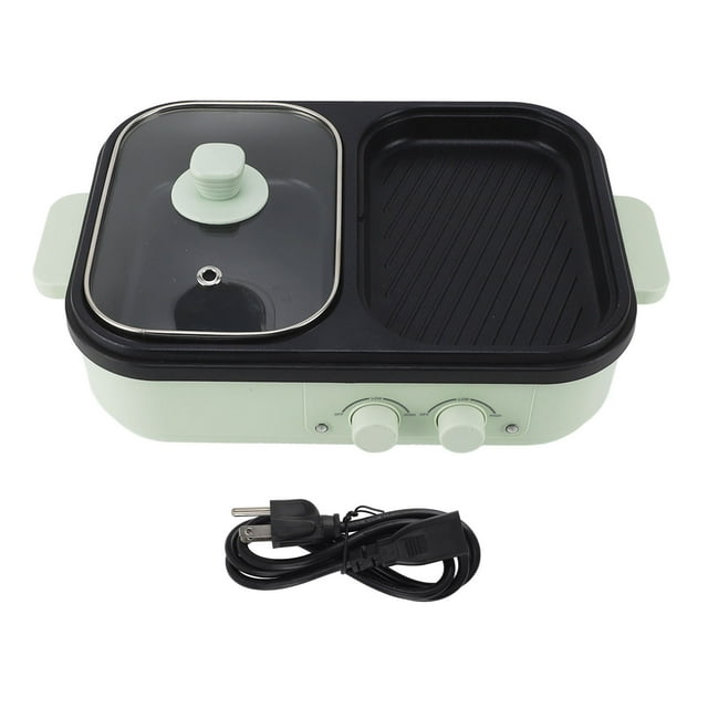 Olla eléctrica Nikou 1300 W con divisor antiadherente para freír 110 V verde