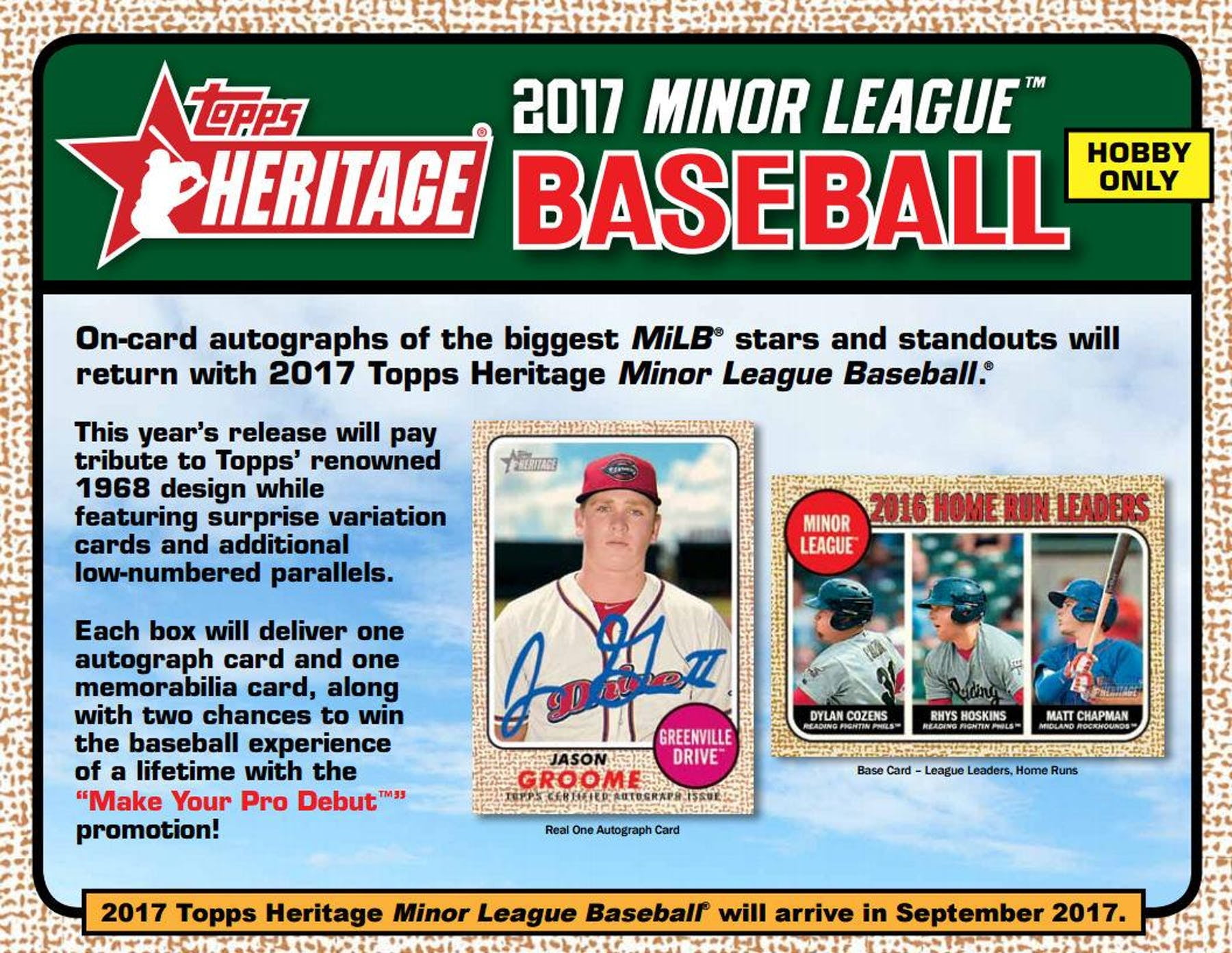 2017 Topps Heritage Minor League Baseball: Hobby Box - 18 packs of 8 cards  