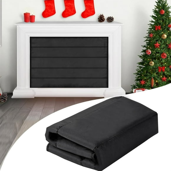 Riforla Fireplace Blanket for Heat Loss Indoor Fireplace Cover to Heat Loss Wall Furnace Frame with Built in 12 Strong Fireplace Baffle Tapestries Black 99X81CM