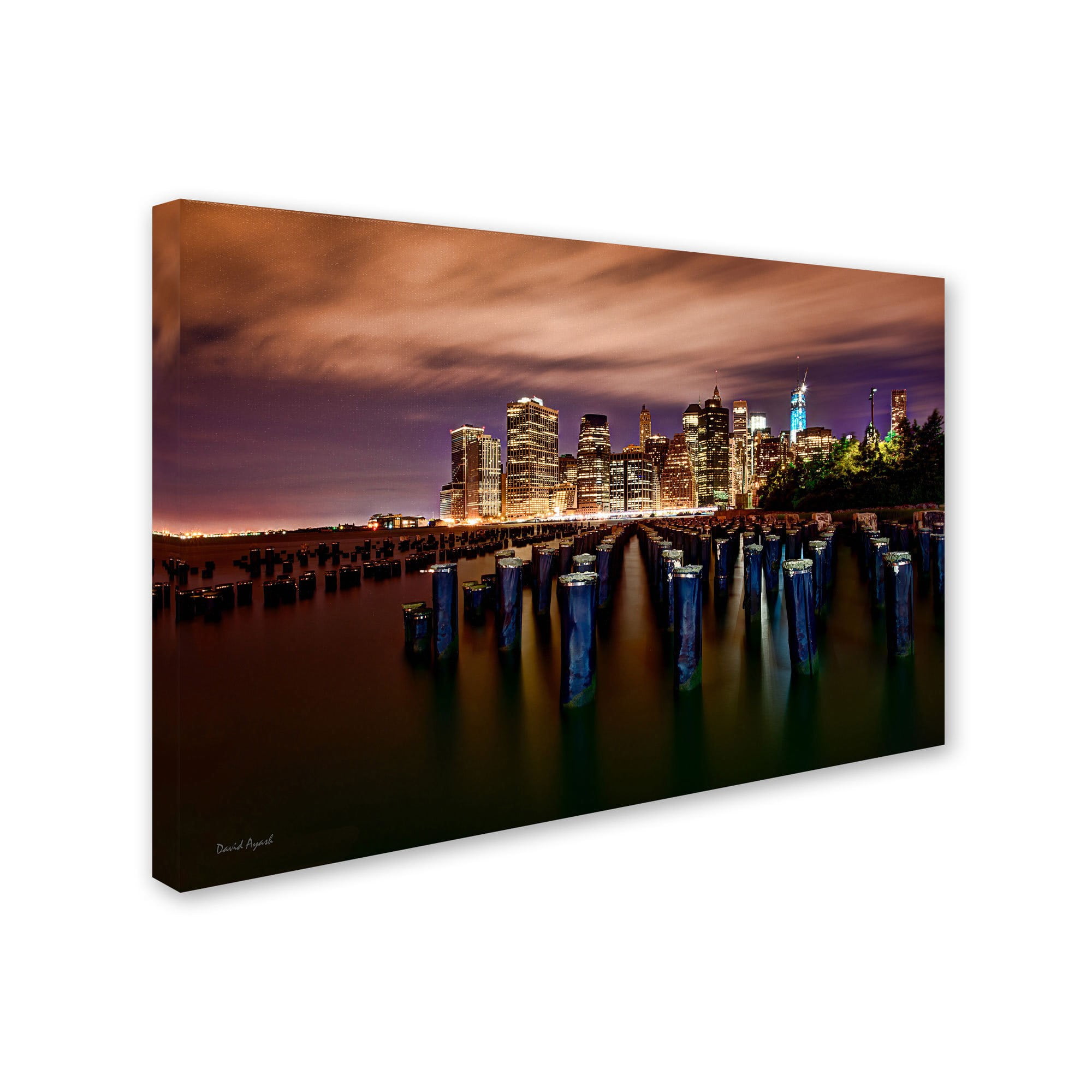 Trademark Fine Art "Brooklyn Bridge Park and Financial District - VI" Canvas Art by David Ayash