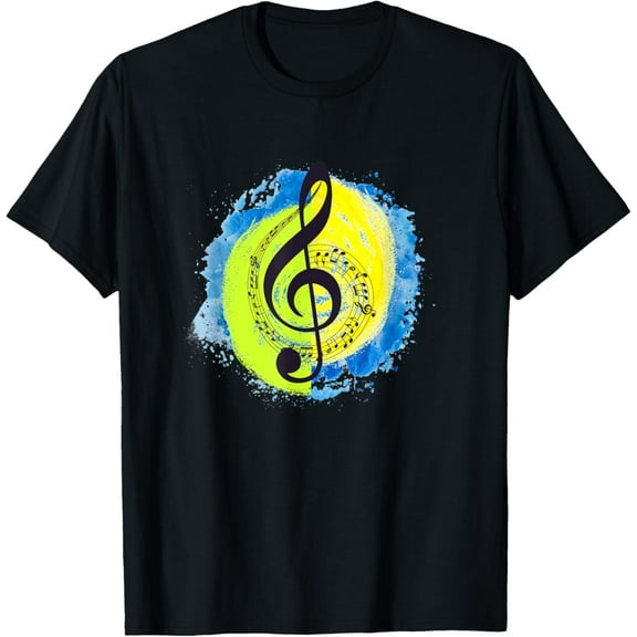Treble and Bass Clef Colorful Musical Note Musician Gift T-Shirt