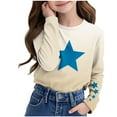 thumbnail image 2 of CHEEREAM Long Sleeve Shirts for Kids Girls Tops Summer Long Sleeve Star Print Shirt Tunic Blouses Spring Shirts 3-14T, 2 of 5