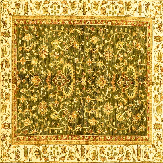 Ahgly Company Indoor Square Abstract Yellow Modern Area Rugs, 6' Square