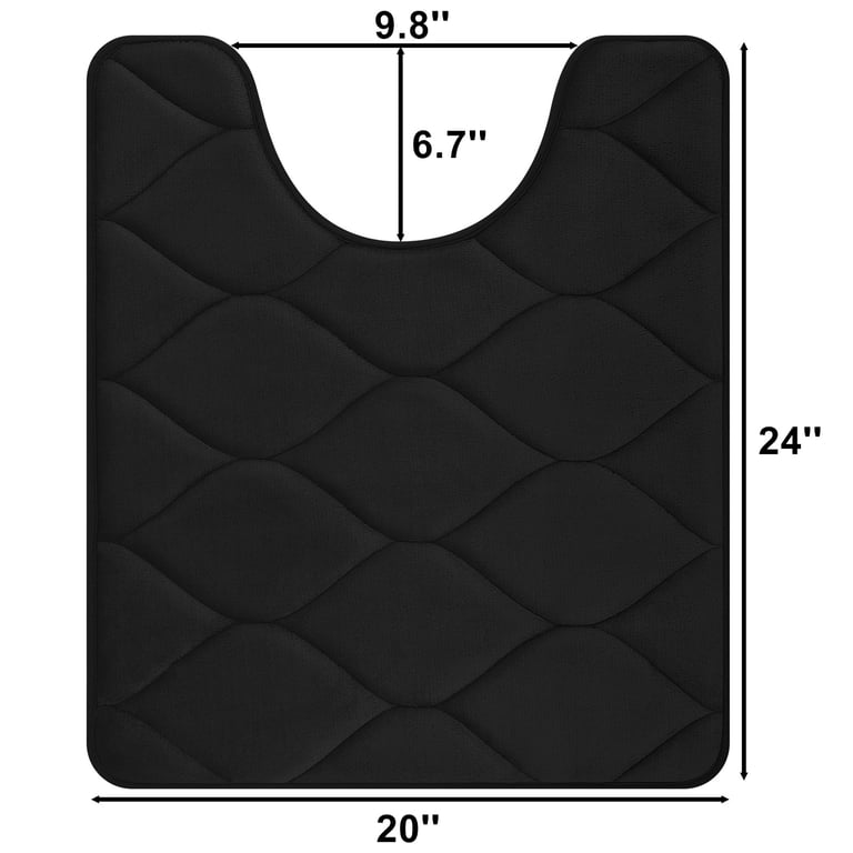 Smiry Memory Foam U-Shaped Toilet Rug, 24" x 20", Black photo 2
